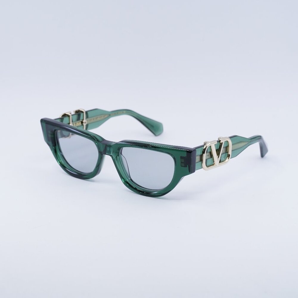 Valentino V-DUE VLS-103E Sunglasses Dark Green Cat Eye Frame, Green Lenses